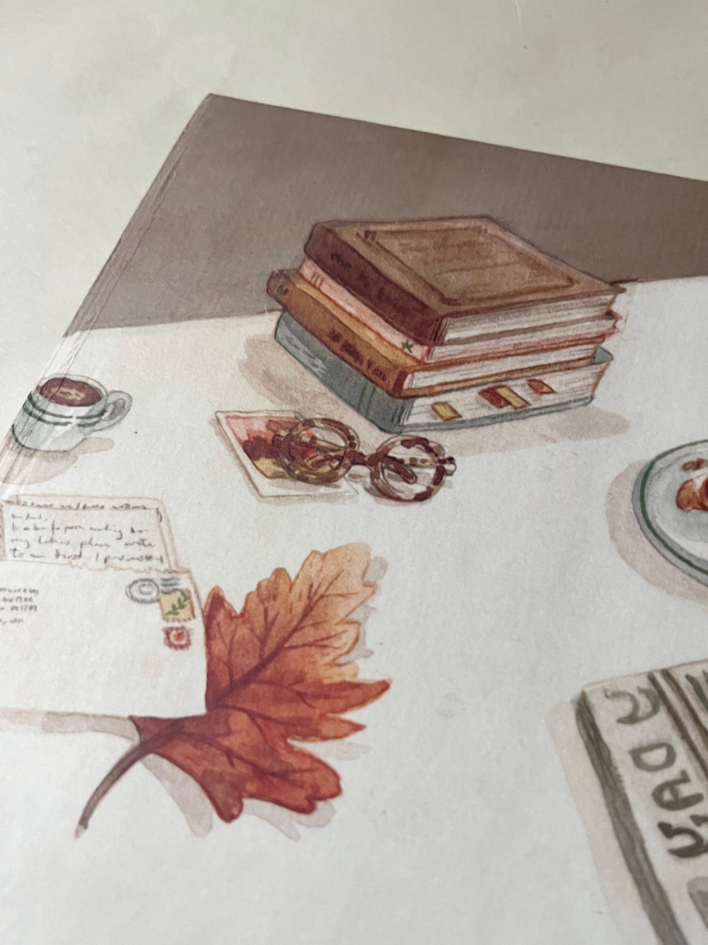 Cuaderno para acuarela, Café cozy sketchbook ☕🍂🥐, 50% algodón