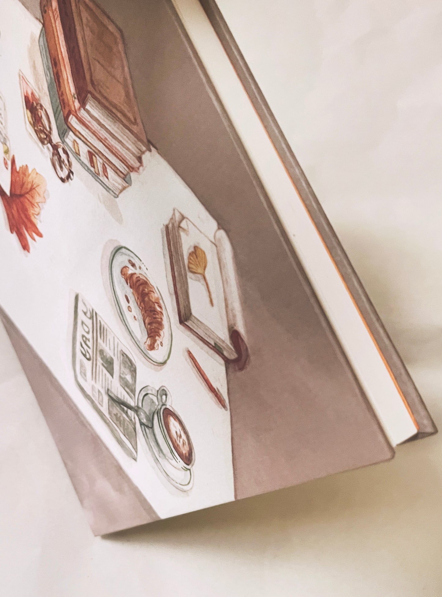 Cuaderno para acuarela, Café cozy sketchbook ☕🍂🥐, 50% algodón