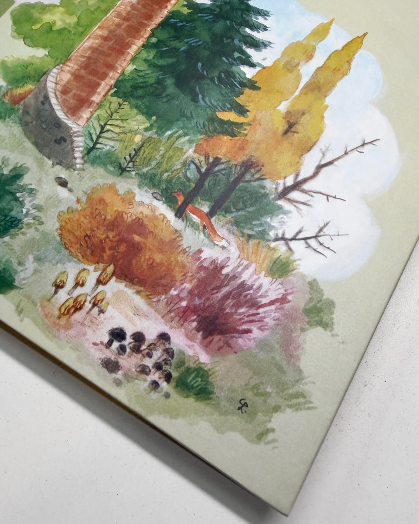 Cuaderno para acuarela, Zorro & Torre sketchbook 🦊 🌳, 50% algodón