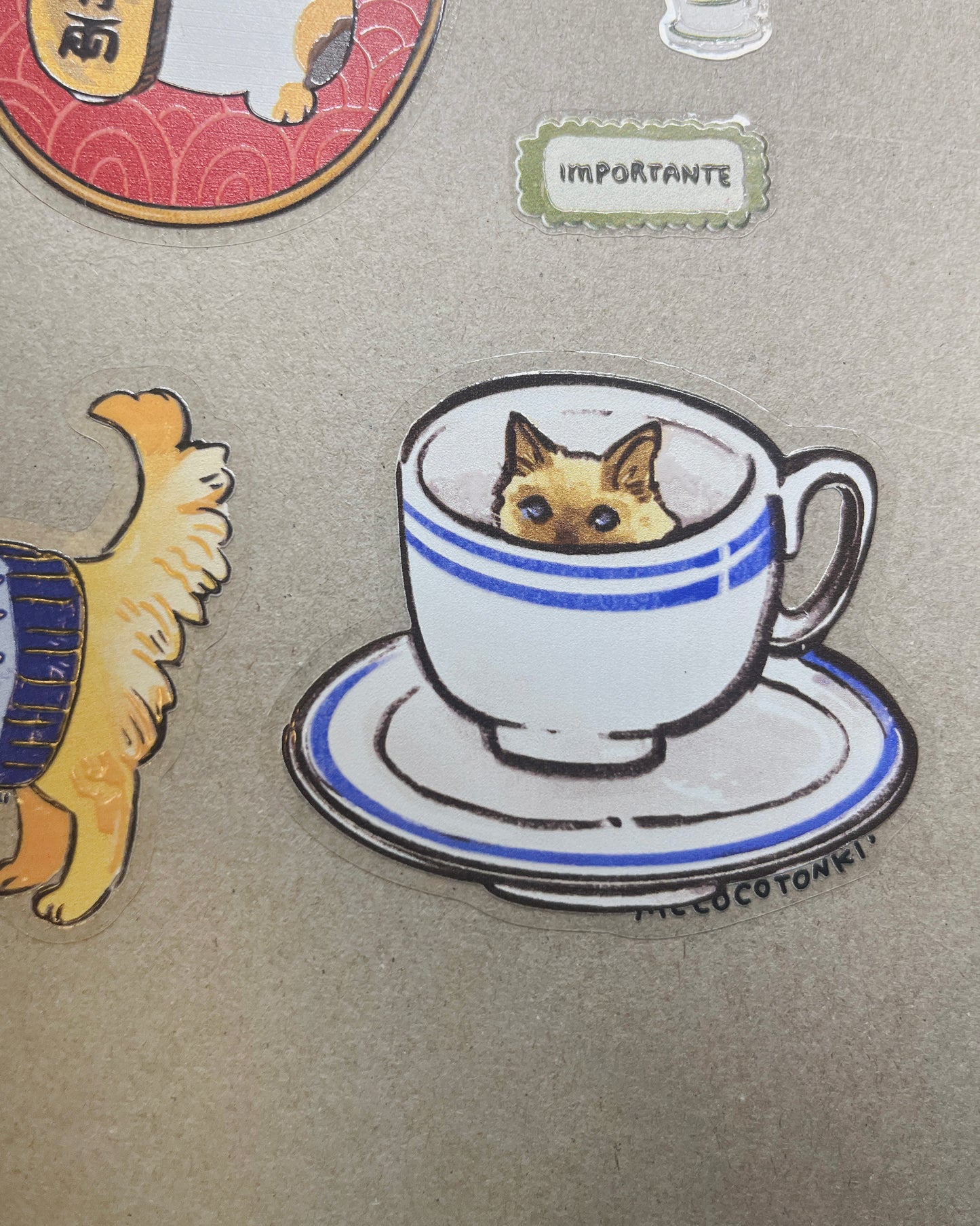 Sticker individual Gatito en taza ☕