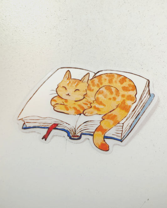 Sticker individual Gatito sobre Libro 📖  ⚞^. .^⚟