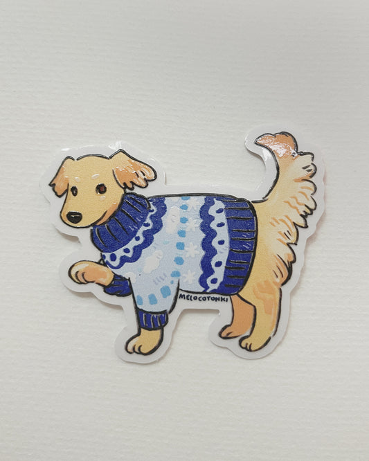 Sticker individual Perrito con Sueter ❄️