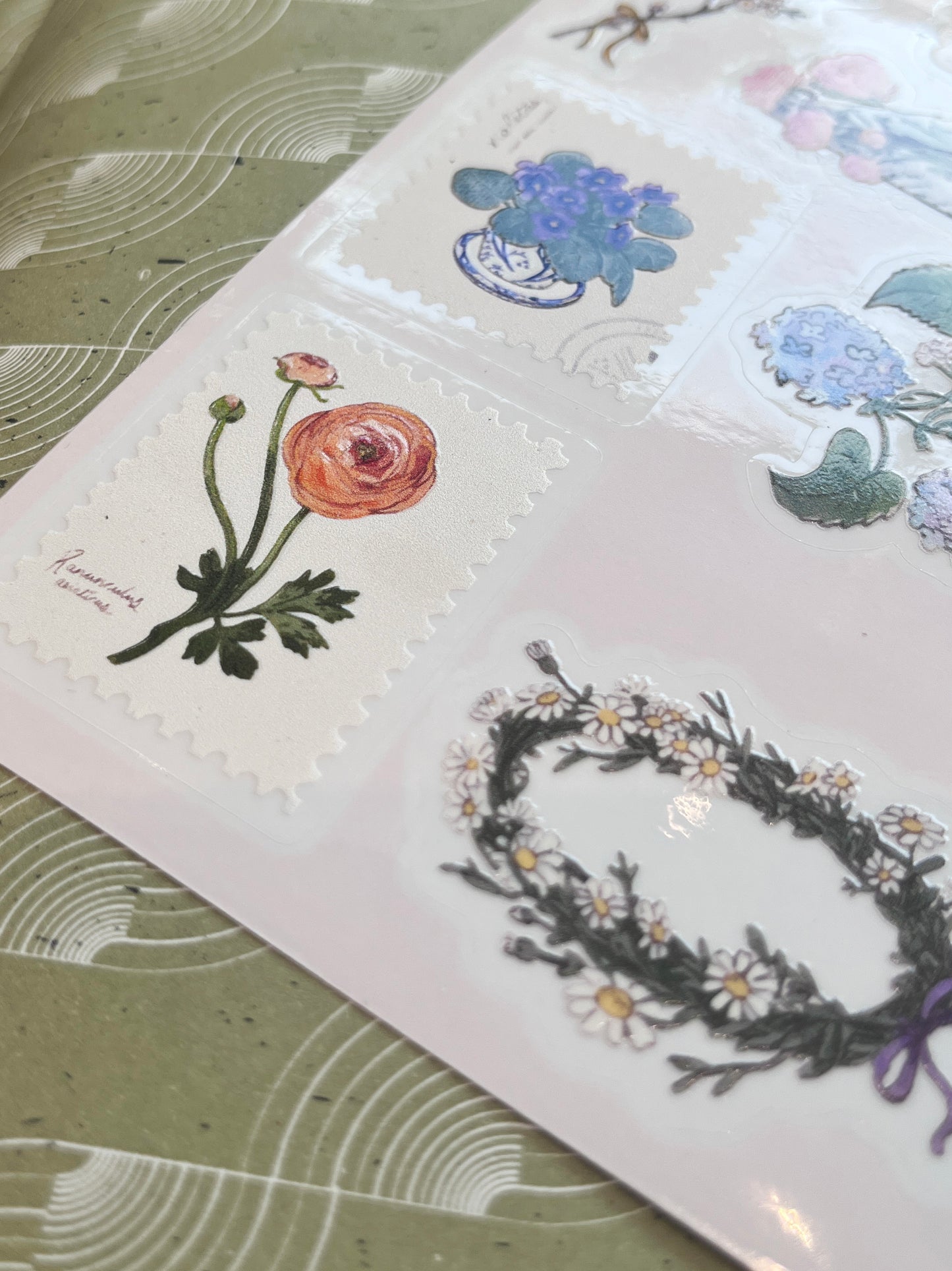 Planilla de Stickers de Flores 🌷 vinil con textura
