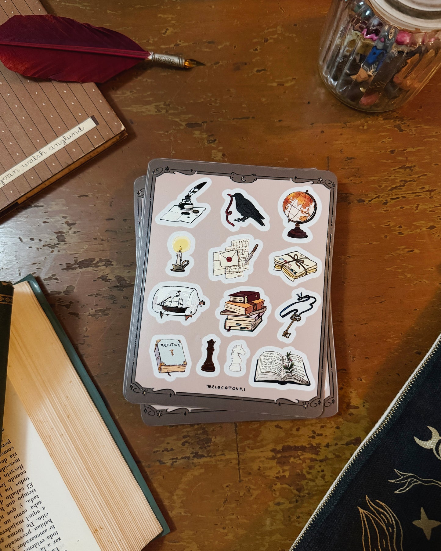 Planilla Stickers Academia 🕯🐦‍⬛♟️🗝️