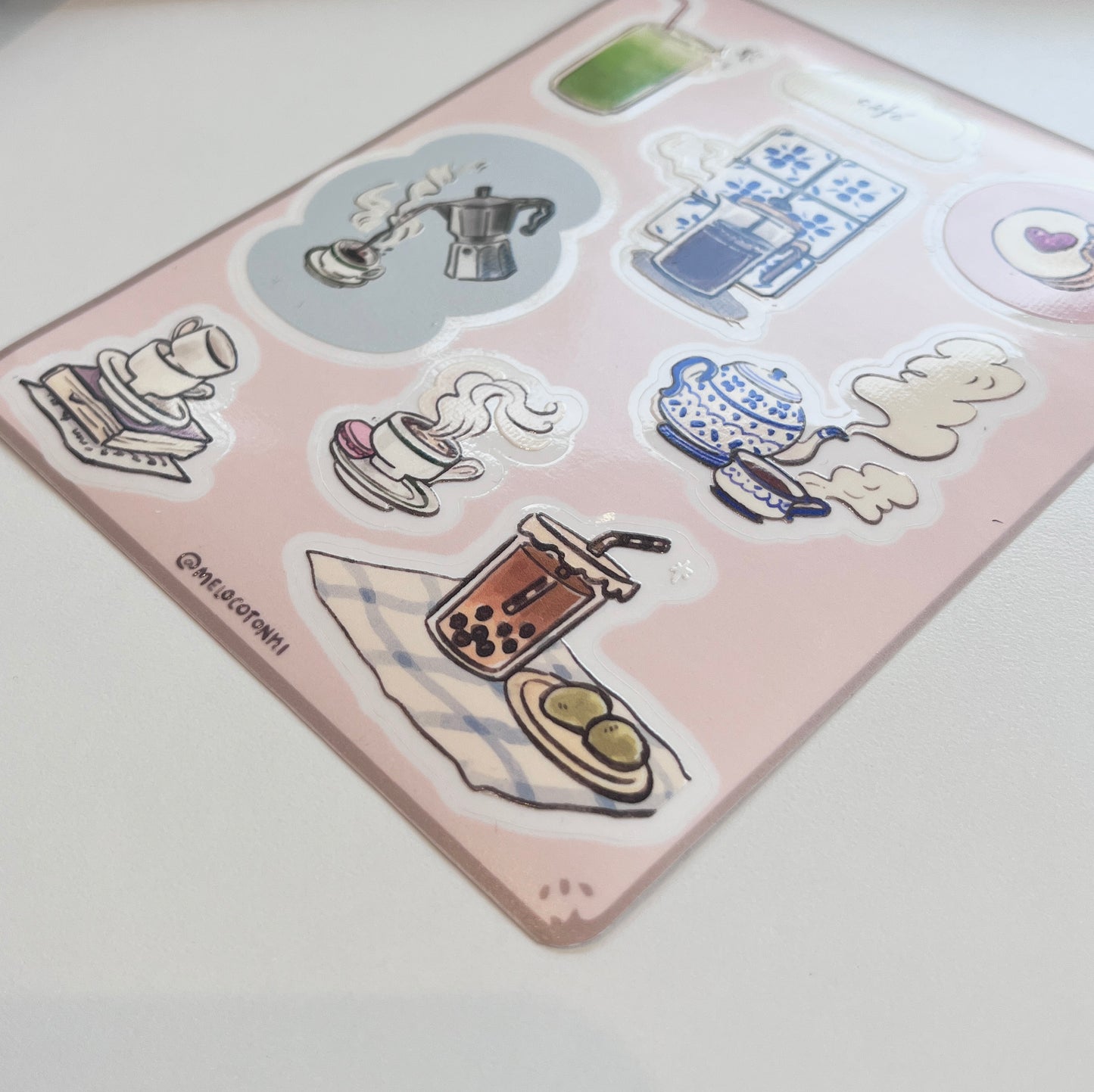 Planilla de Stickers de Café & té ☕ 🍵 vinil, con textura