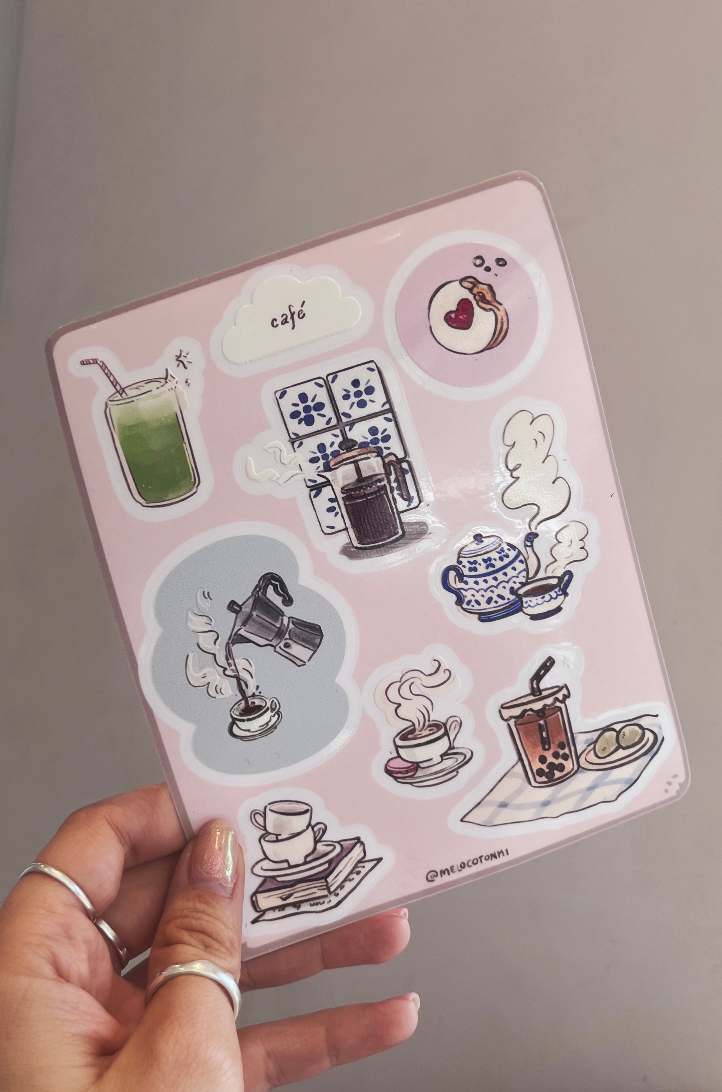 Planilla de Stickers de Café & té ☕ 🍵 vinil, con textura