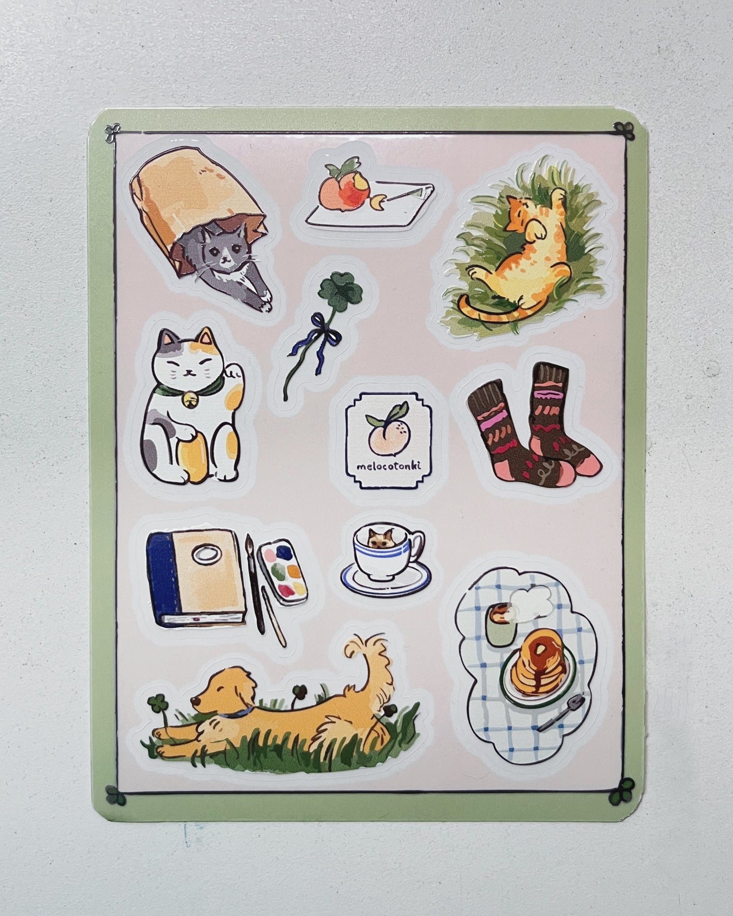 Planilla de stickers de la suerte 🍀🐈 vinil con textura