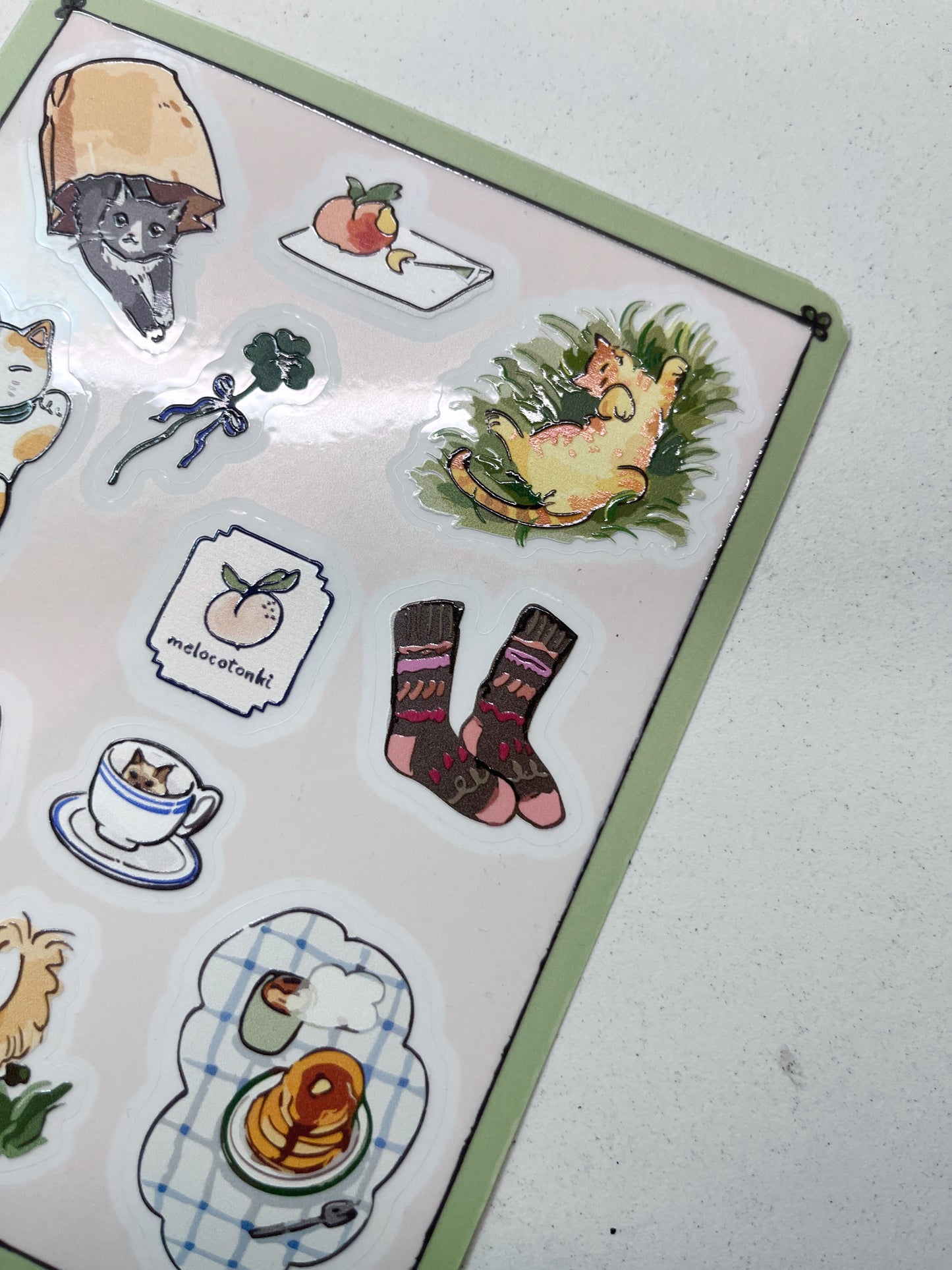 Planilla de stickers de la suerte 🍀🐈 vinil con textura