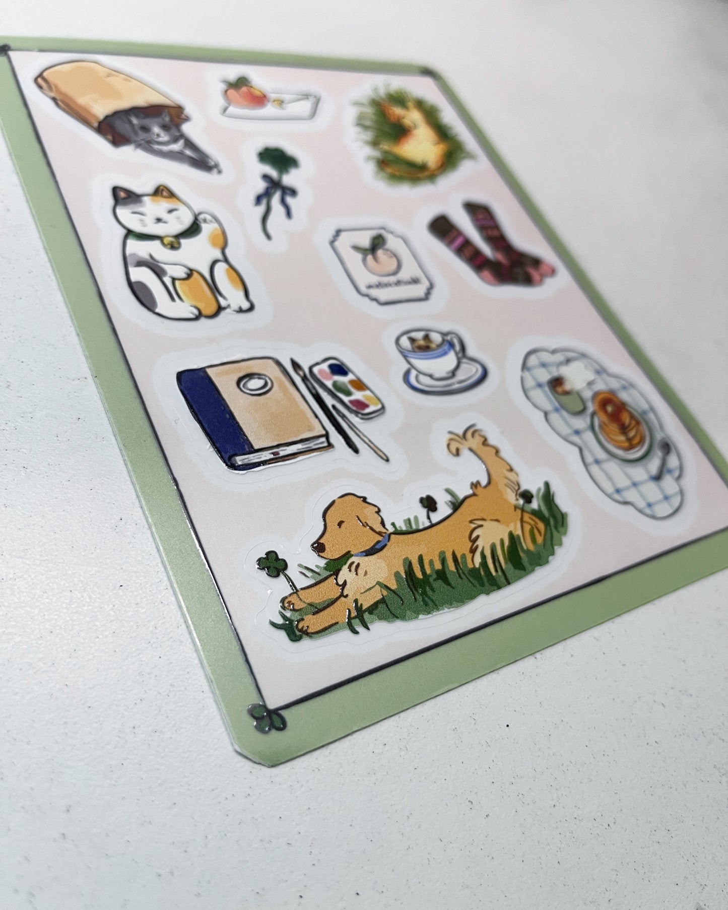 Planilla de stickers de la suerte 🍀🐈 vinil con textura