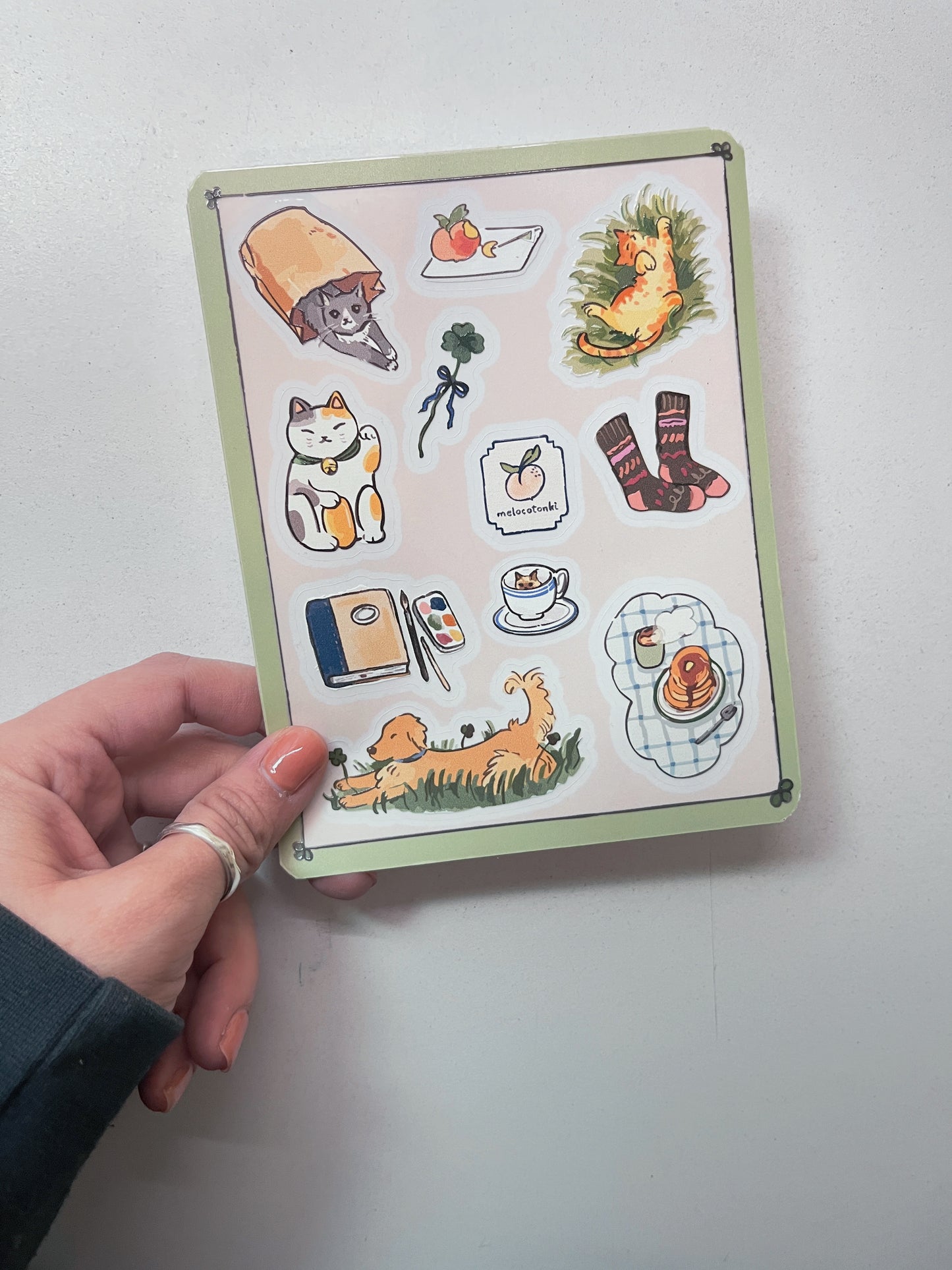 Planilla de stickers de la suerte 🍀🐈 vinil con textura