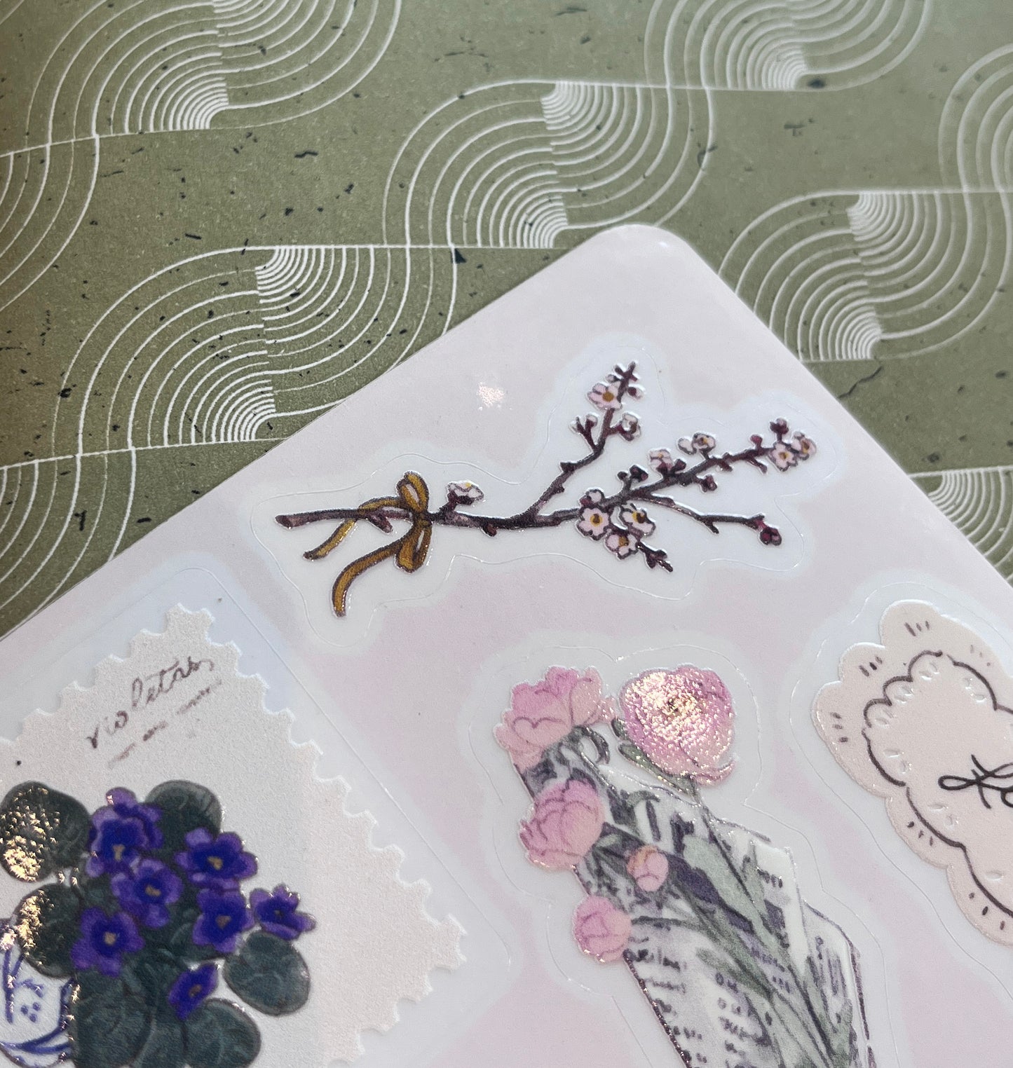 Planilla de Stickers de Flores 🌷 vinil con textura