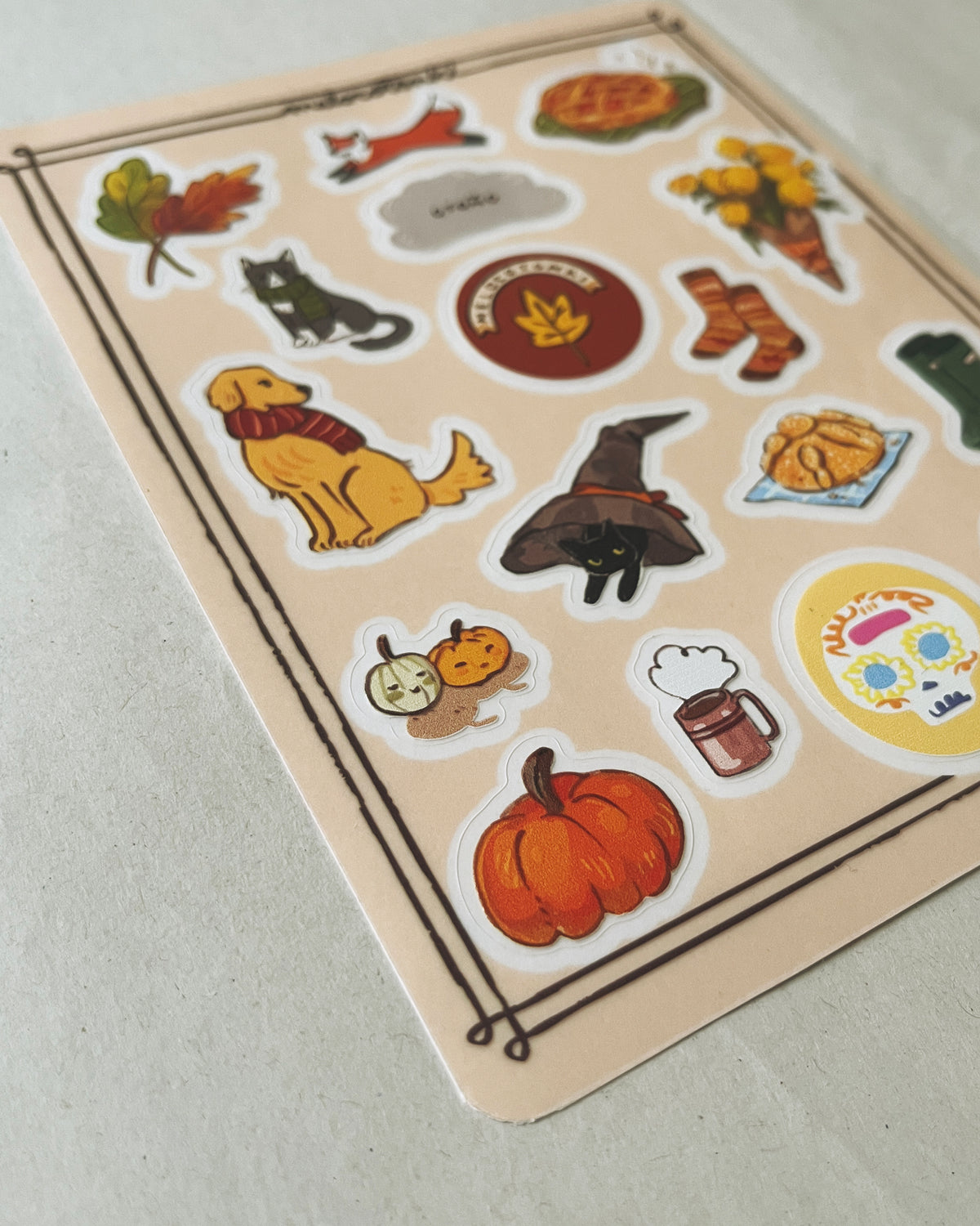 Planilla Stickers Otoño 🍂🥧 ☕ 🎃 vinil con textura estampas adhesivas