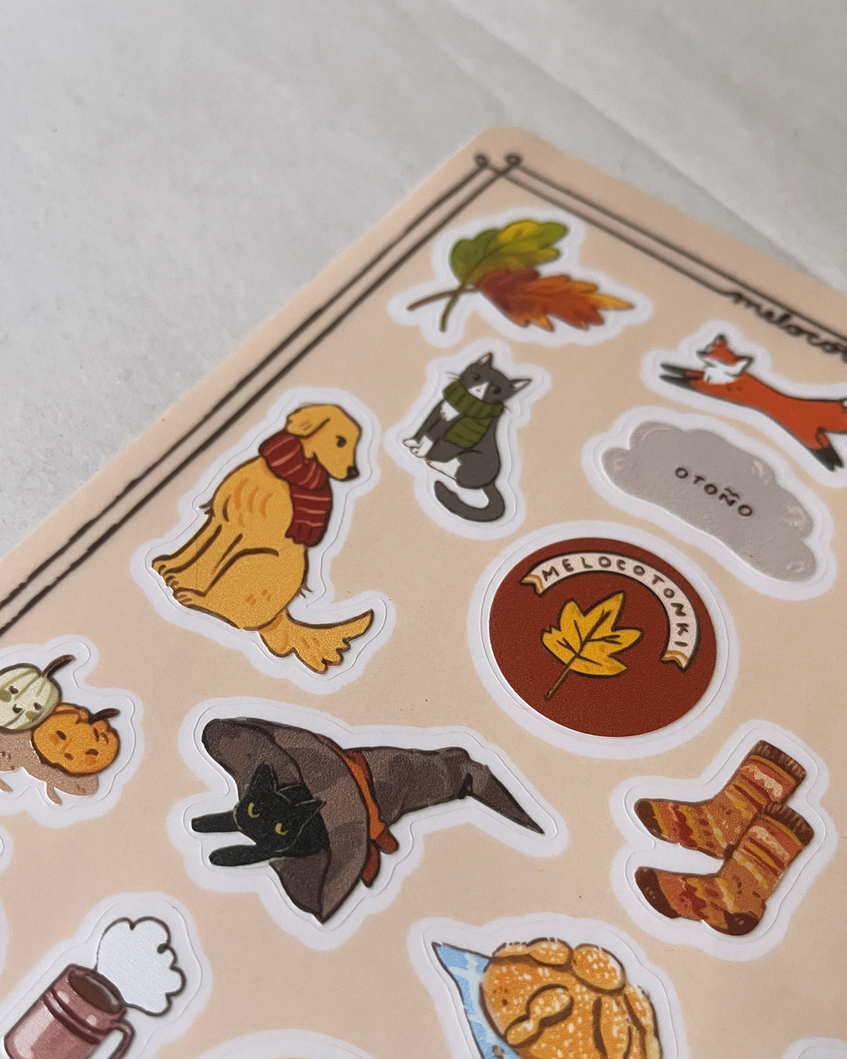 Planilla Stickers Otoño 🍂🥧 ☕ 🎃 vinil con textura estampas adhesivas