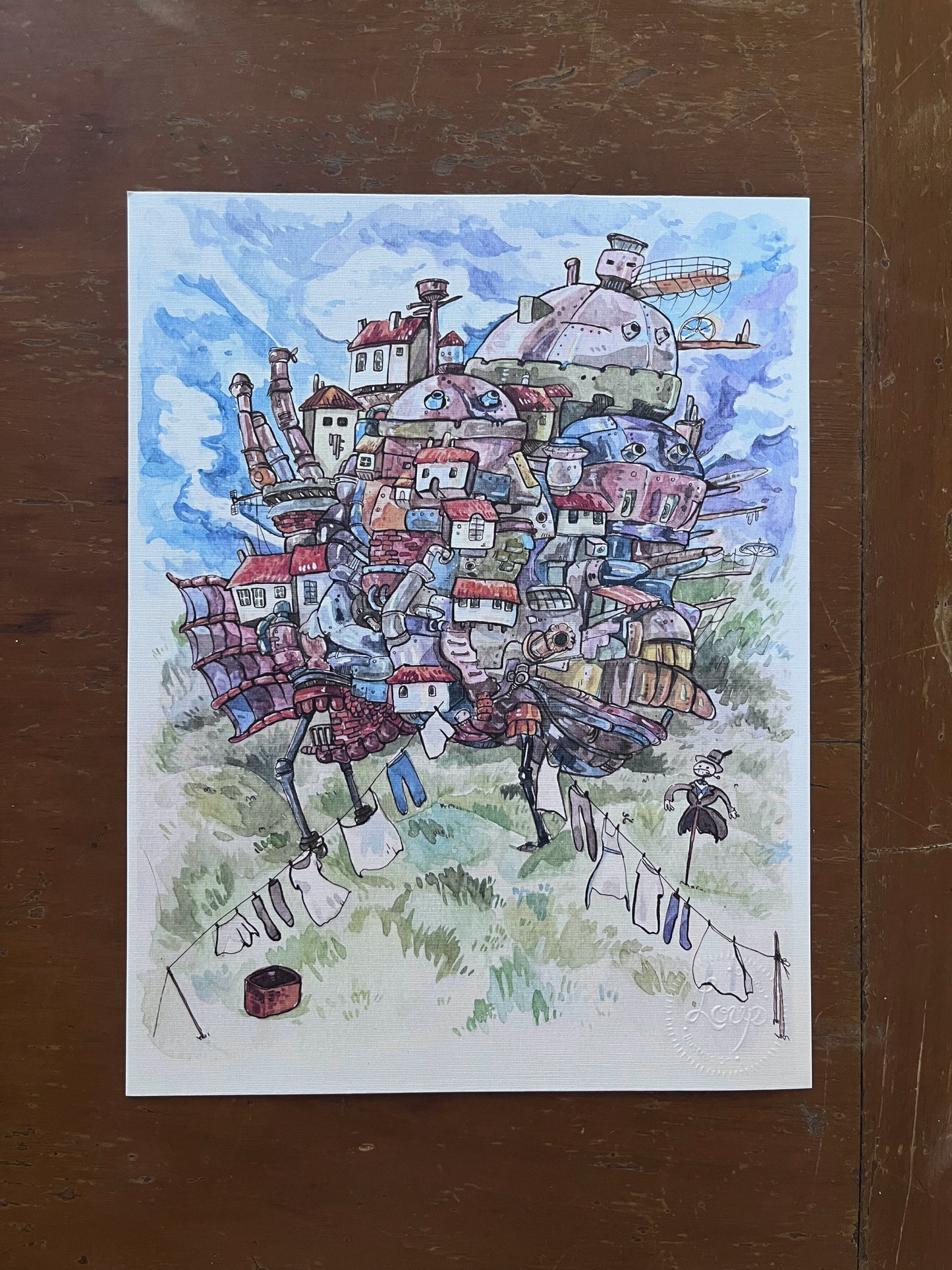 Print homenaje a Ghibli, castillo de Howl
