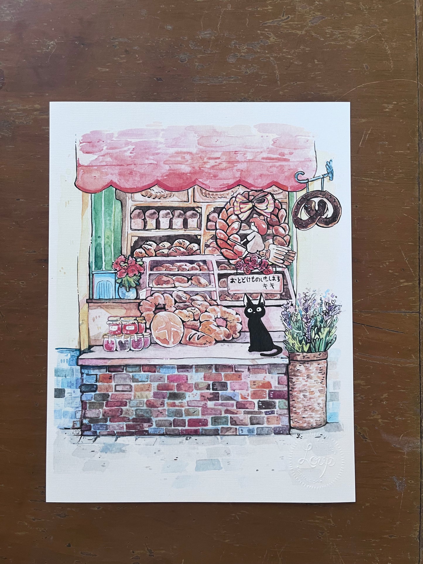 Print homenaje a Ghibli, panadería de Kiki
