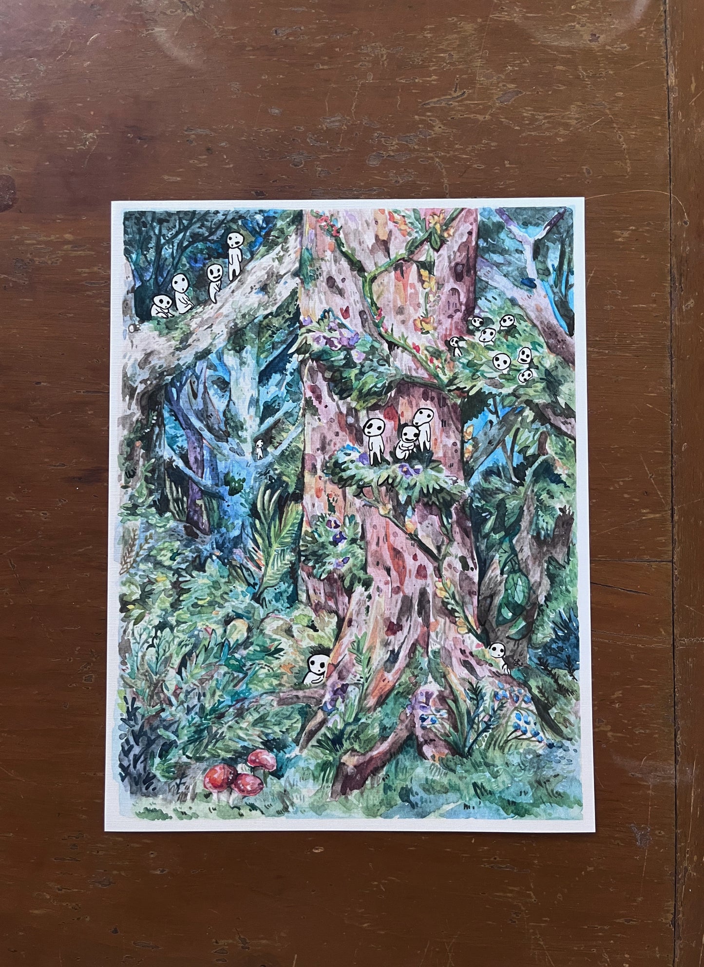Print homenaje a Ghibli, bosque princesa Mononoke